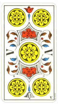 1JJʿ1974 - 1JJ Swiss Tarot 1974 - Ǯ - Five Of Pentacles