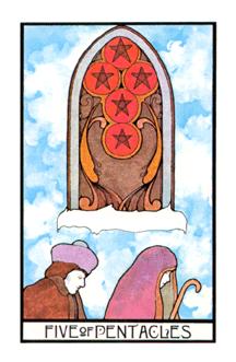 ̫ʱ - Aquarian Tarot - Ǯ - Five Of Pentacles