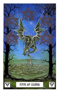  - Dragon Tarot - Ǯ - Five Of Pentacles