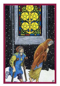 ³ - Epicurean Tarot - Ǯ - Five Of Pentacles