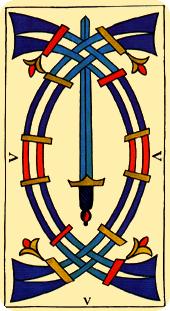  - Marseilles Tarot -  - Five Of Swords