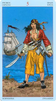  - Sea Rover Tarot -  - Five Of Swords