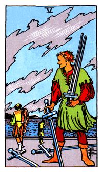 ¡ΰ - Rider Waite Tarot -  - Five Of Swords