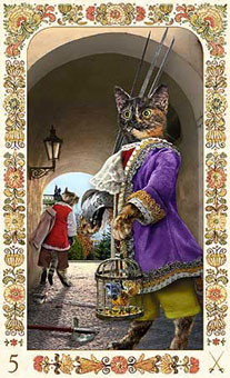 ˲è - Baroque Bohemian Cats Tarot -  - Five Of Swords