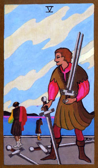 ɫΰ - Golden Rider Tarot -  - Five Of Swords