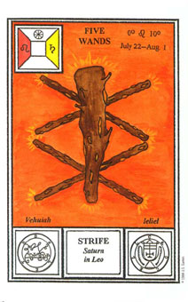 ħʽ - Tarot Of Ceremonial Magic - Ȩ - Five Of Wands