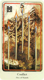  - Haindl Tarot - Ȩ - Five Of Wands