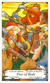 ɭ޲ - Hanson Roberts Tarot - Ȩ - Five Of Wands