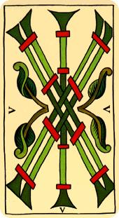  - Marseilles Tarot - Ȩ - Five Of Wands