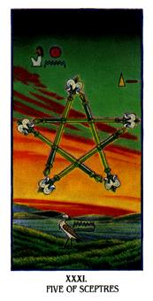  - Ibis Tarot - Ȩ - Five Of Wands