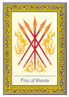 ̩ʼ - Royal Thai Tarot - Ȩ - Five Of Wands