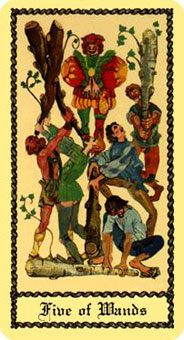 ˹ - Scapini Tarot - Ȩ - Five Of Wands