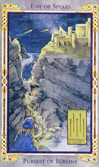 ɪ - Legend Arthurian Tarot - Ȩ - Five Of Wands