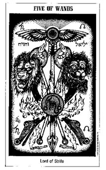 ʿ - The Hermetic Tarot - Ȩ - Five Of Wands