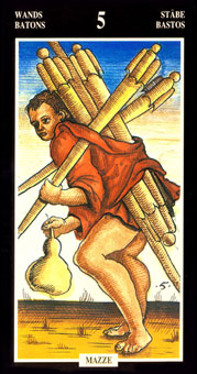  - Illuminate Ancient Tarots - Ȩ - Five Of Wands