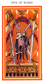 Ȼ - The Enchanted Tarot - Ȩ - Five Of Wands