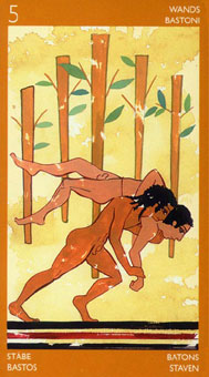 ³ - Etruscan Tarot - Ȩ - Five Of Wands