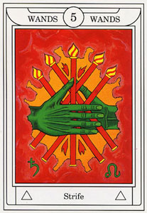 ƽ - Golden Dawn Magical Tarot - Ȩ - Five Of Wands