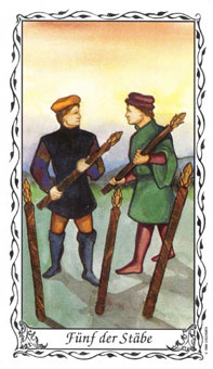 ޵ - Das Hudes Tarot - Ȩ - Five Of Wands