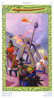 ֮ - Tarot of the Journey to the Orient - Ȩ - Five Of Wands