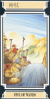  - Golden Dragon Tarot - Ȩ - Five Of Wands