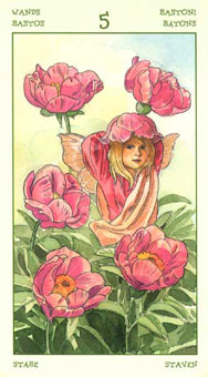 ֮ - The Spirit Of Flowers Tarot - Ȩ - Five Of Wands