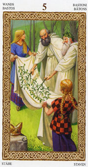 ³ - Tarot of Druids - Ȩ - Five Of Wands