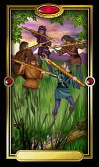 Ѥ - Gilded Tarot - Ȩ - Five Of Wands