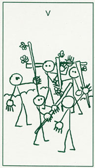  - Stick Figure Tarot - Ȩ - Five Of Wands