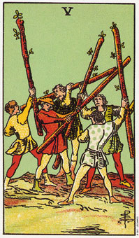 ԭʼΰ - Original Rider-Waite Tarot - Ȩ - Five Of Wands