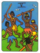  - African Tarot - Ȩ - Five Of Wands