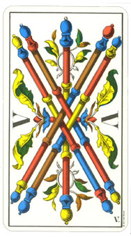 1JJʿ1974 - 1JJ Swiss Tarot 1974 - Ȩ - Five Of Wands