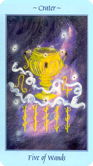  - Celestial Tarot - Ȩ - Five Of Wands