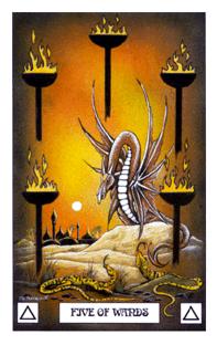  - Dragon Tarot - Ȩ - Five Of Wands