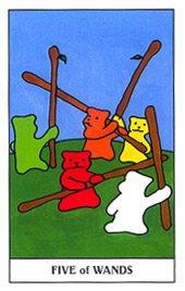 С - Gummy Bear Tarot - Ȩ - Five Of Wands