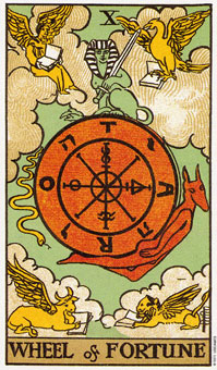 ԭʼΰ - Original Rider-Waite Tarot - ֮ - Wheel Of Fortune