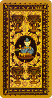 è - Medieval Cat Tarot - ʥ - Four Of Cups