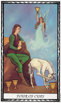  - Unicorn Tarot - ʥ - Four Of Cups