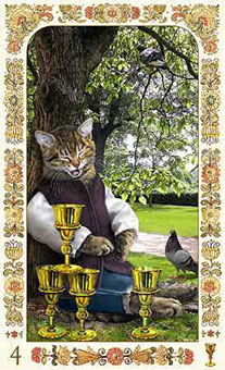 ˲è - Baroque Bohemian Cats Tarot - ʥ - Four Of Cups