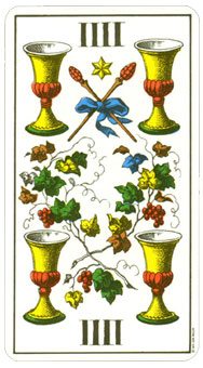 1JJʿ1974 - 1JJ Swiss Tarot 1974 - ʥ - Four Of Cups