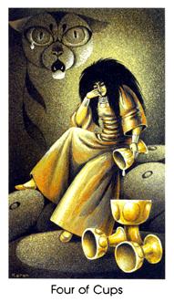 è - Cat People Tarot - ʥ - Four Of Cups