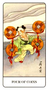 й - Chinese Tarot - Ǯ - Four Of Pentacles