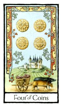 Ӣʼ - Old English Tarot - Ǯ - Four Of Pentacles