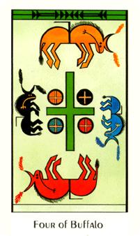 ʥ - Santa Fe Tarot - Ǯ - Four Of Pentacles