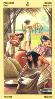 ˹ - Ramses Tarot of Eternity - Ǯ - Four Of Pentacles