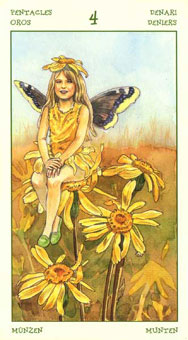 ֮ - The Spirit Of Flowers Tarot - Ǯ - Four Of Pentacles