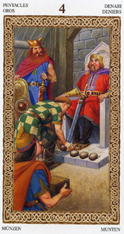 ³ - Tarot of Druids - Ǯ - Four Of Pentacles