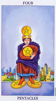 ΰ - Radiant Rider-Waite Tarot - Ǯ - Four Of Pentacles