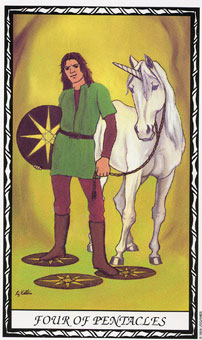  - Unicorn Tarot - Ǯ - Four Of Pentacles