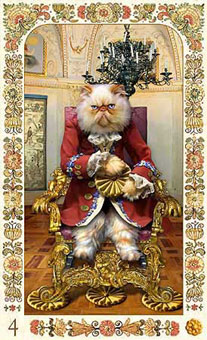 ˲è - Baroque Bohemian Cats Tarot - Ǯ - Four Of Pentacles